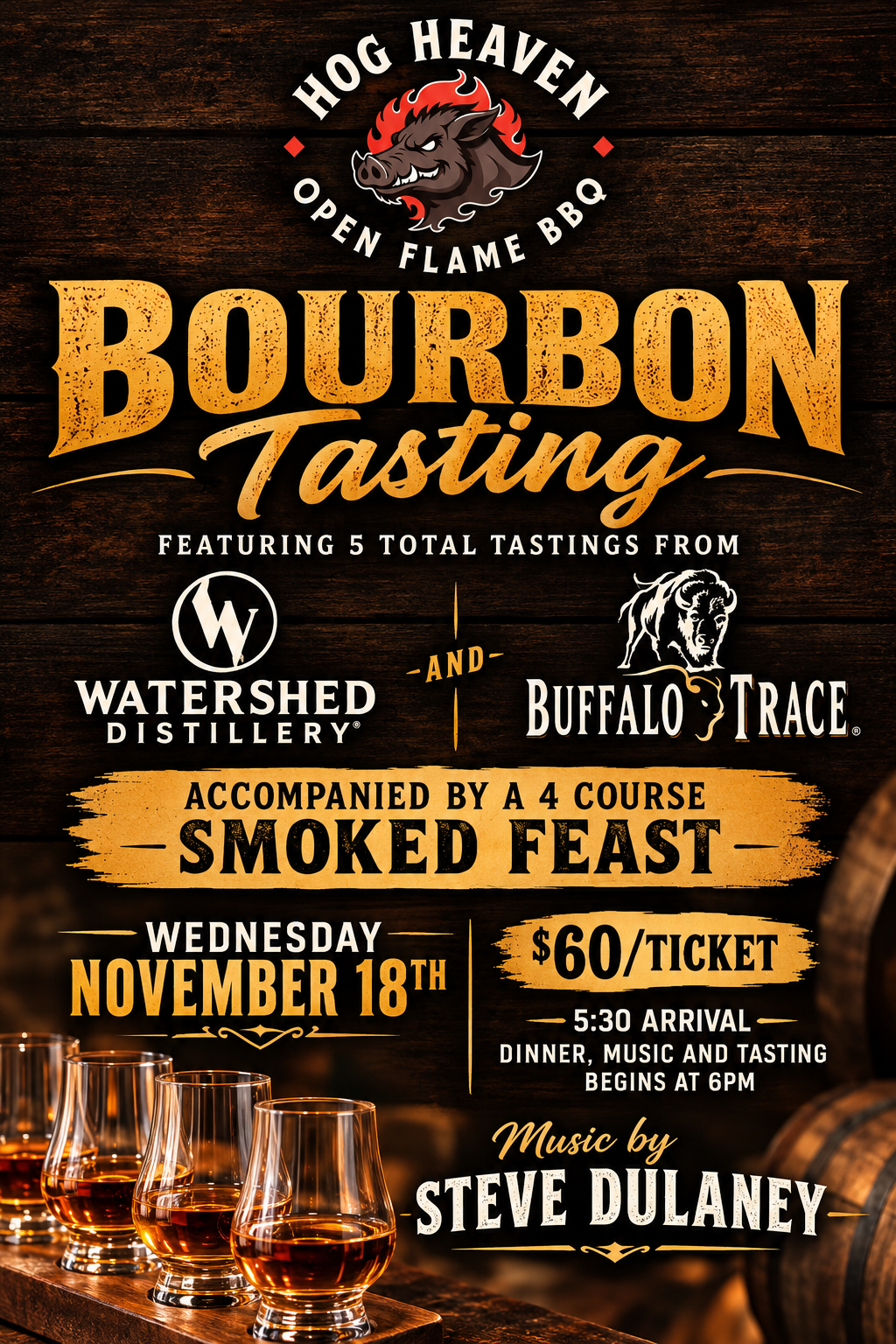 Bourbon Tasting and Dinner the HOG HEAVEN WAY!!
