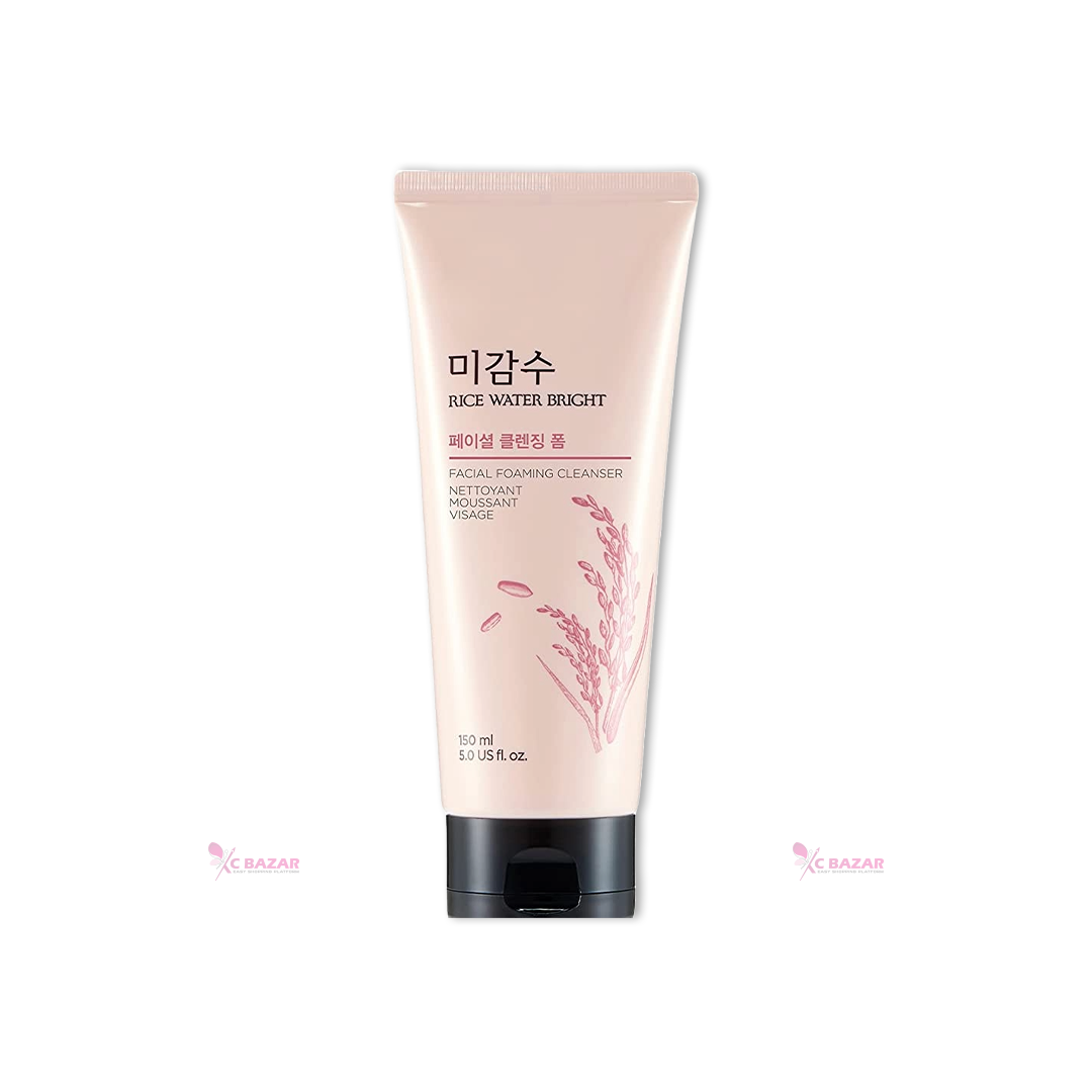 BDyana The Face Shop Rice Water Bright Foaming Cleanser 150 ml | Rice water can be used as a face wash, toner, or moisturizer. It is also a great way to reduce the appearance of dark circles and puffiness under your eyes. It is a great natural skin lightener. It contains antioxidants and minerals that help to lighten skin and improve complexion.
