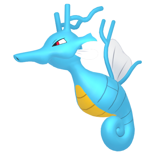 Kingdra - Water/Dragon type Pokemon from Pokemon HeartGold and SoulSilver with stats, moves, and evolution data