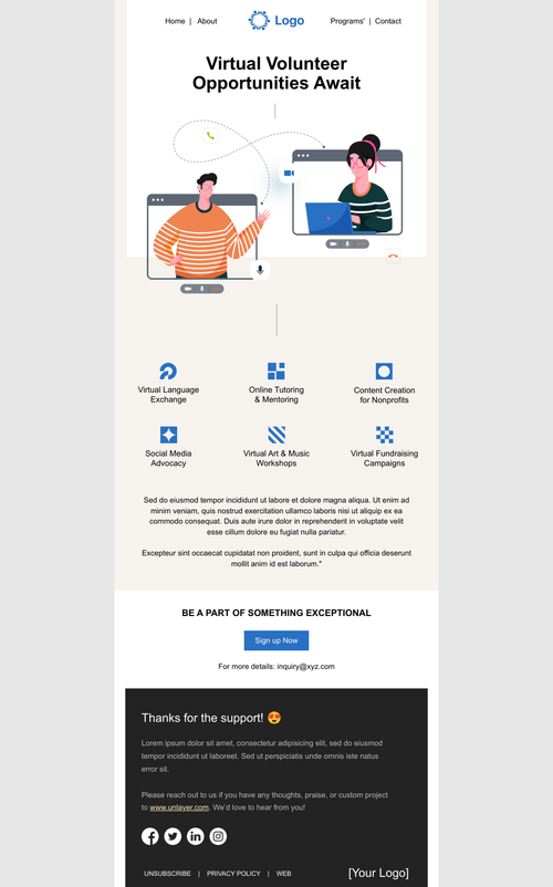 Virtual Volunteer Opportunities Email Email Template