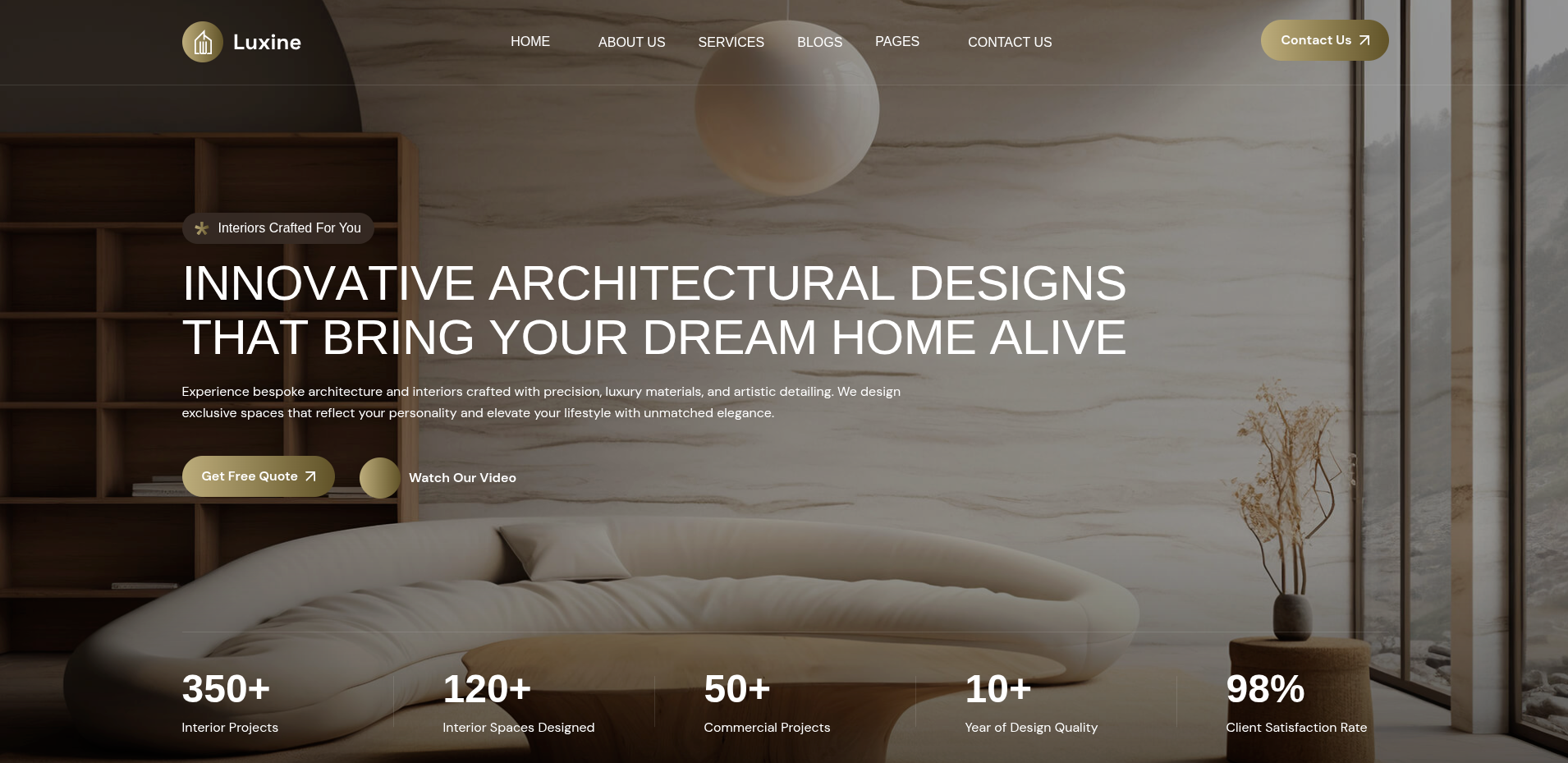 Luxine Interior Design Studio Website project screenshot 2