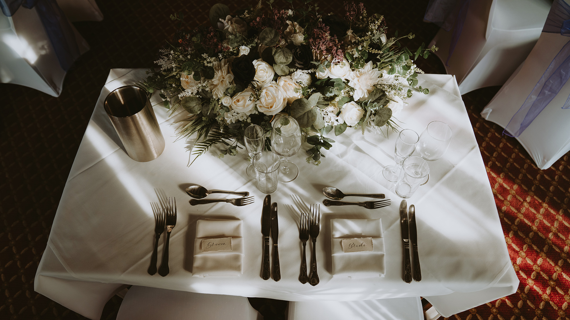 Wedding breakfast set up, suffolk