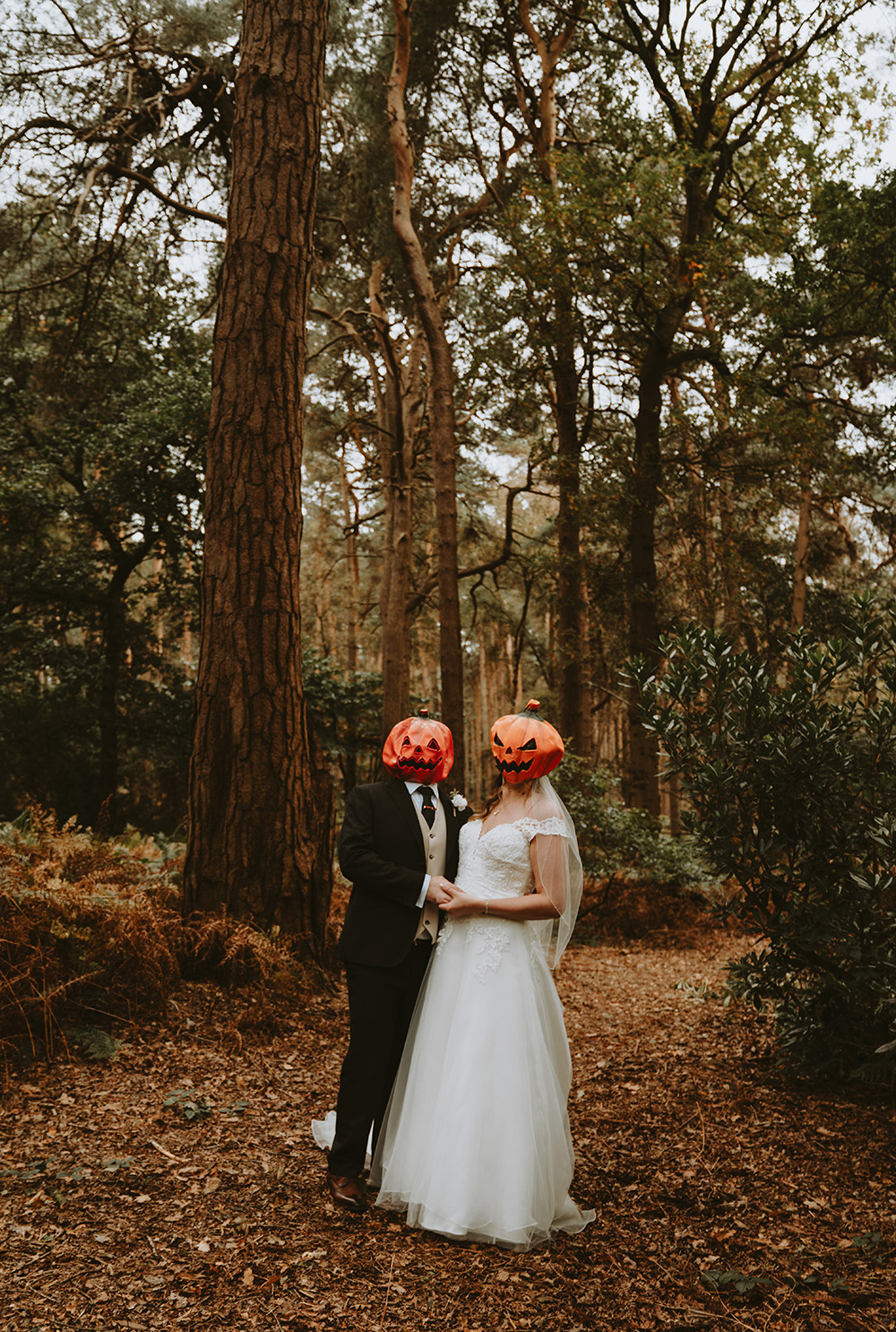 Bride and groom halloween portrait