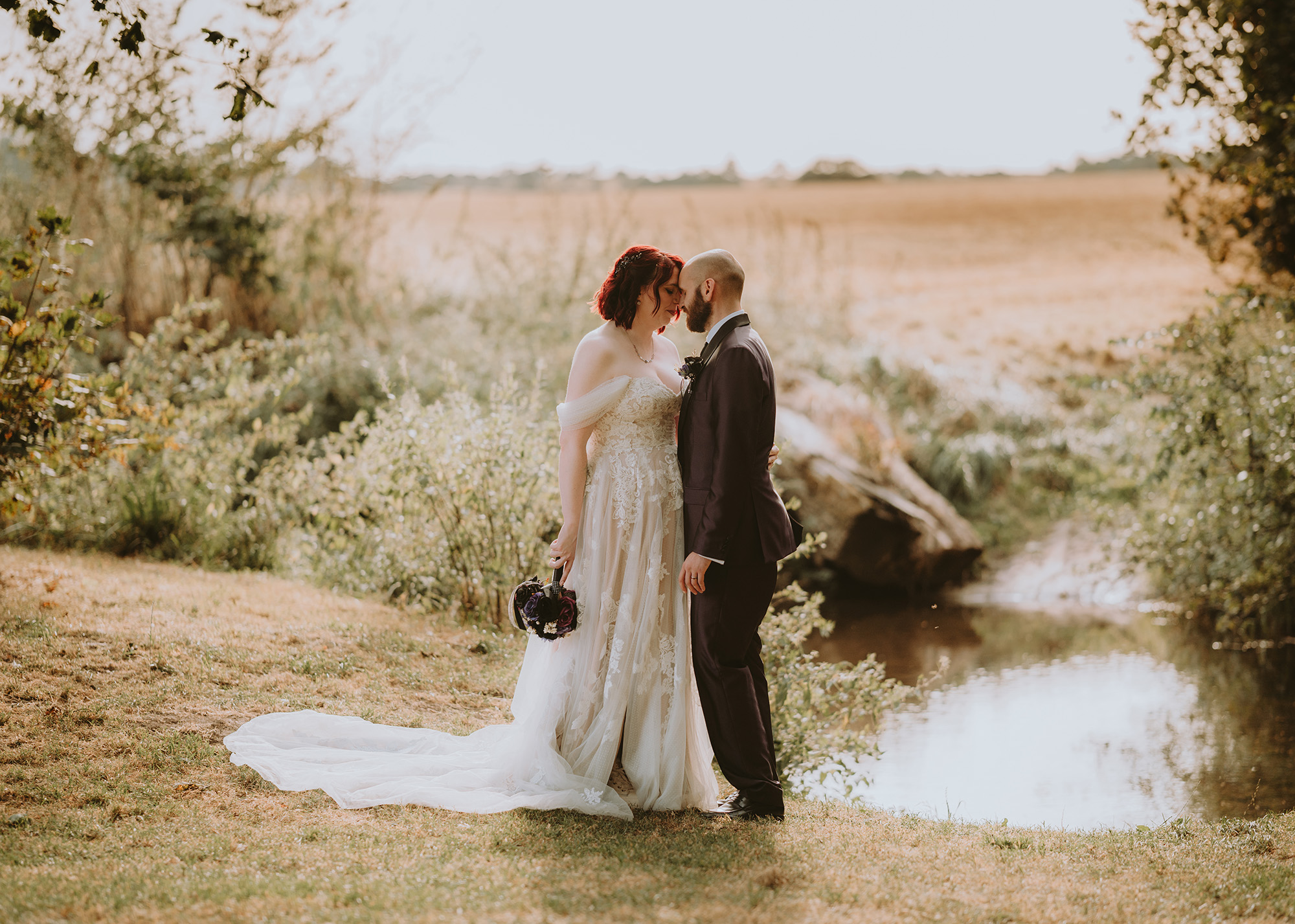 Bride and groom portrait, suffolk