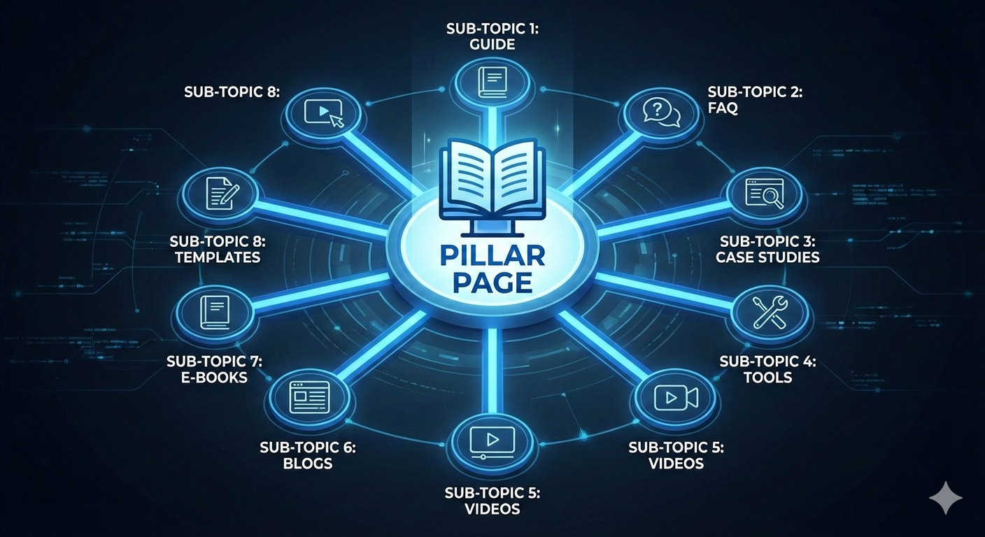 Content Ideas Google Search Console - A digital magnifying glass hovering over a Google Search Console dashboard highlighting search query