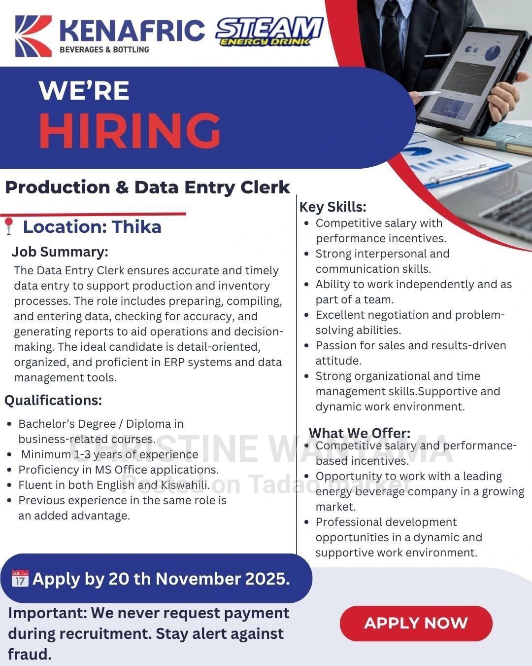 Data entry and clerk vacancy 2