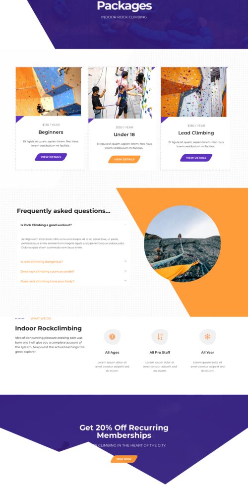 Indoor Rock Climbing Packages