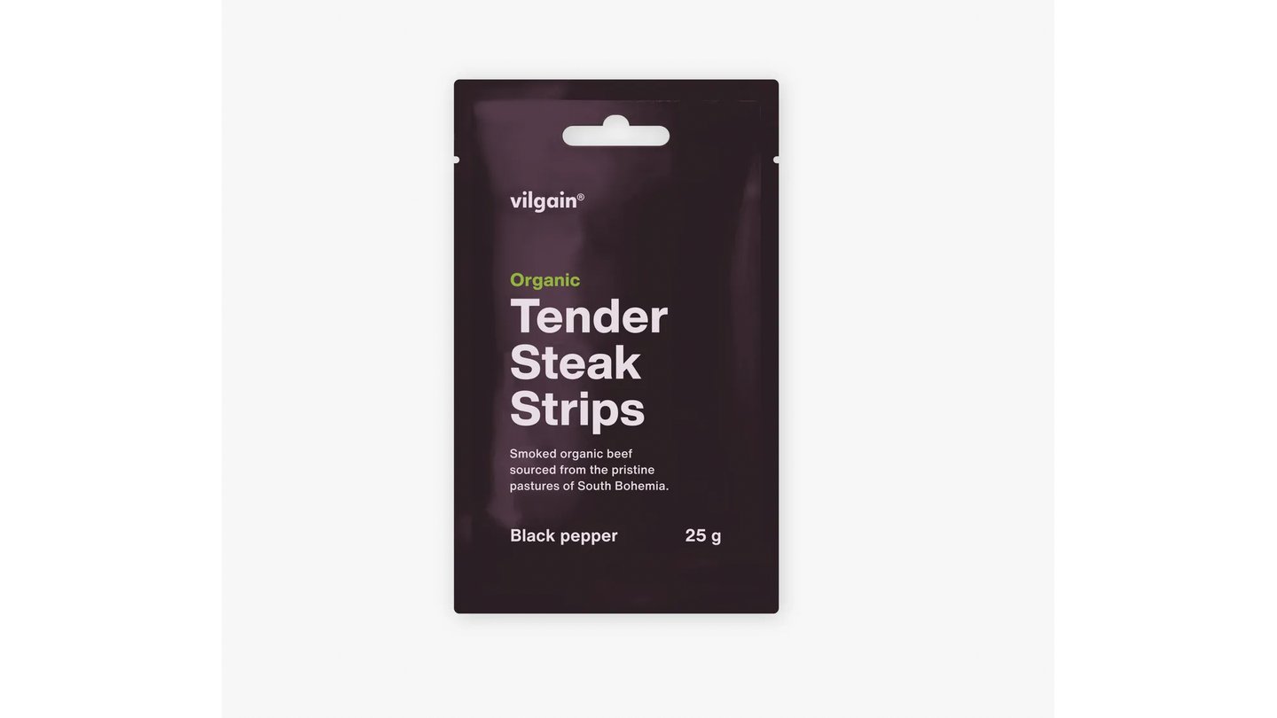 Vilgain Sušené steakové proužky BIO - černý pepř