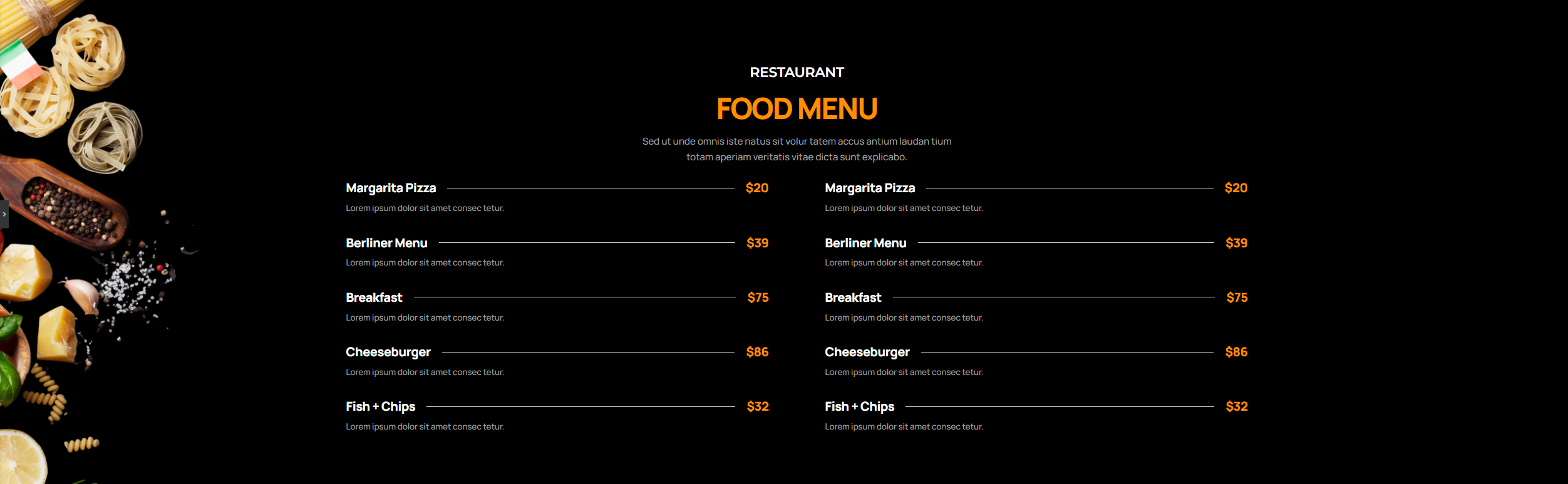 Pricing Menu 773