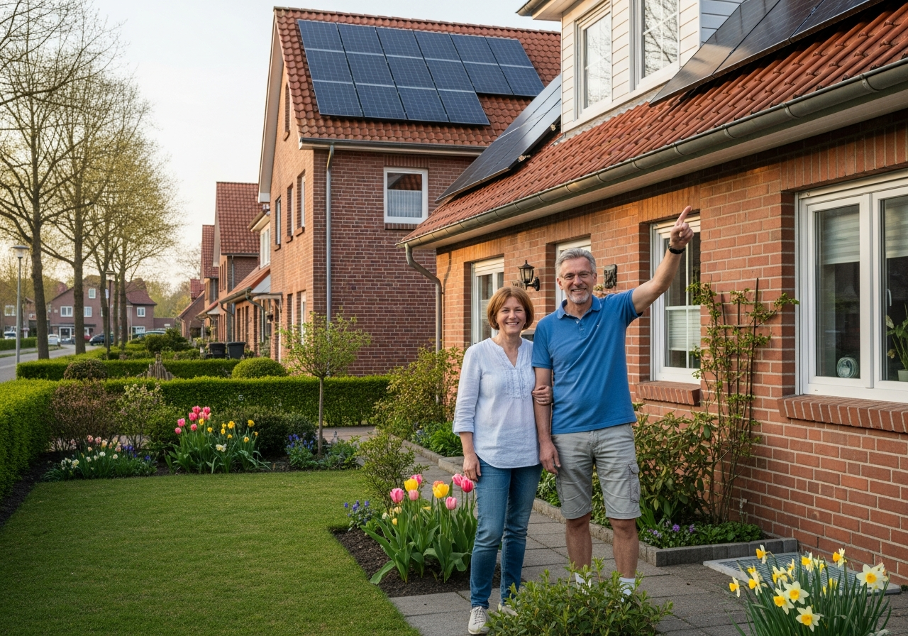 Petra und Thomas vor ihrem Reihenhaus