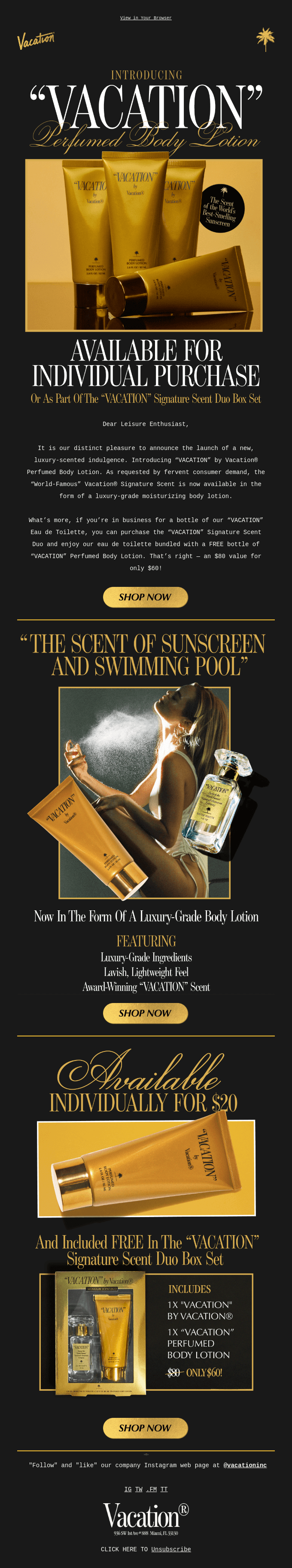 New Vacation Perfumed Body Lotion