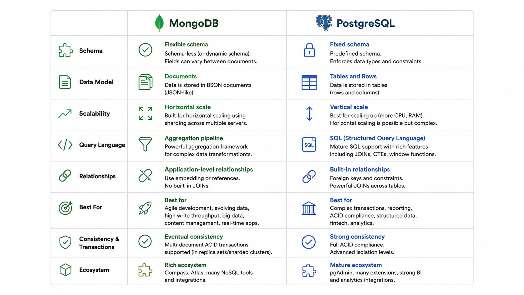 MongoDB vs PostgreSQL comparison