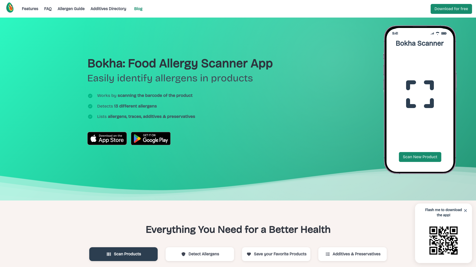 App scanning barcodes to identify food allergens.