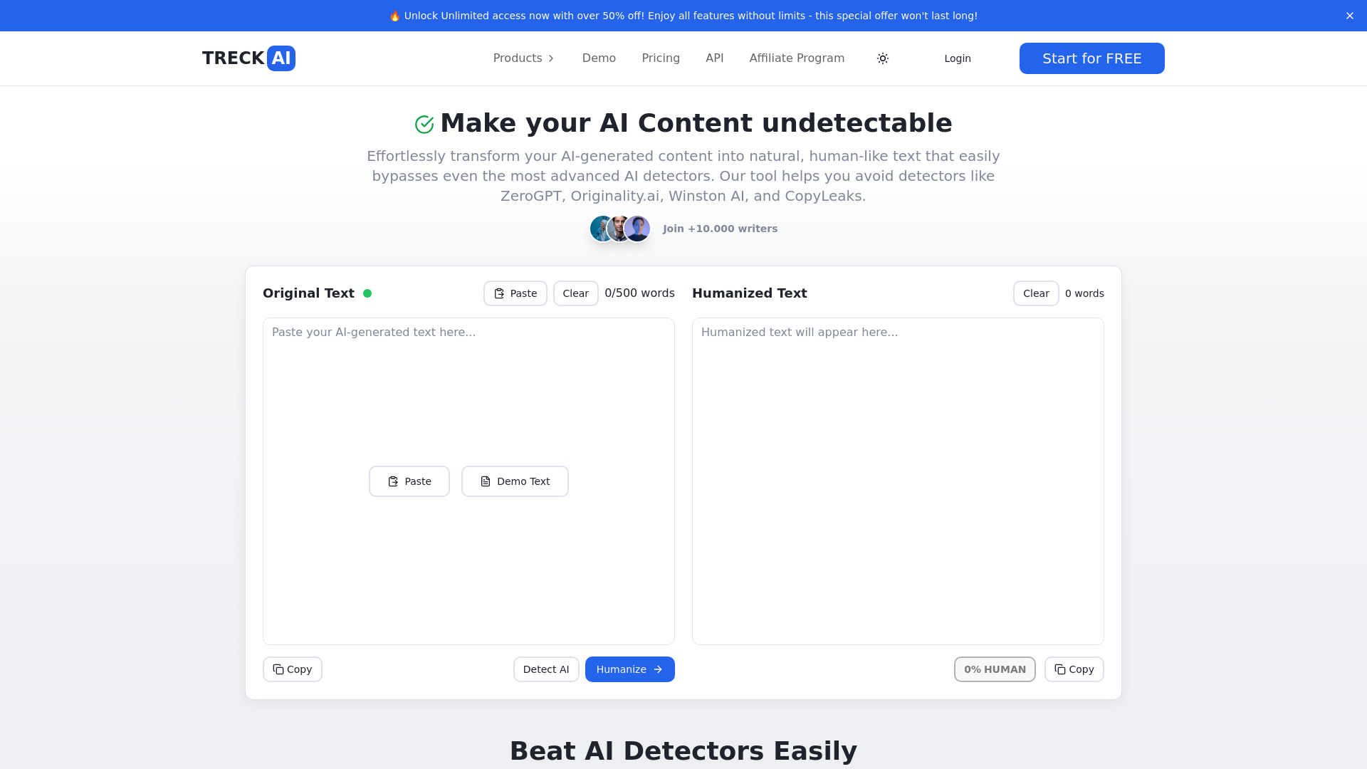 Tool transforming AI text into human-like, undetectable content.