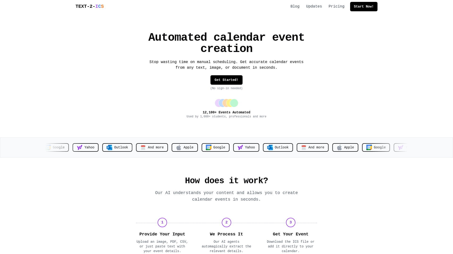Tool converting text into ICS calendar events.