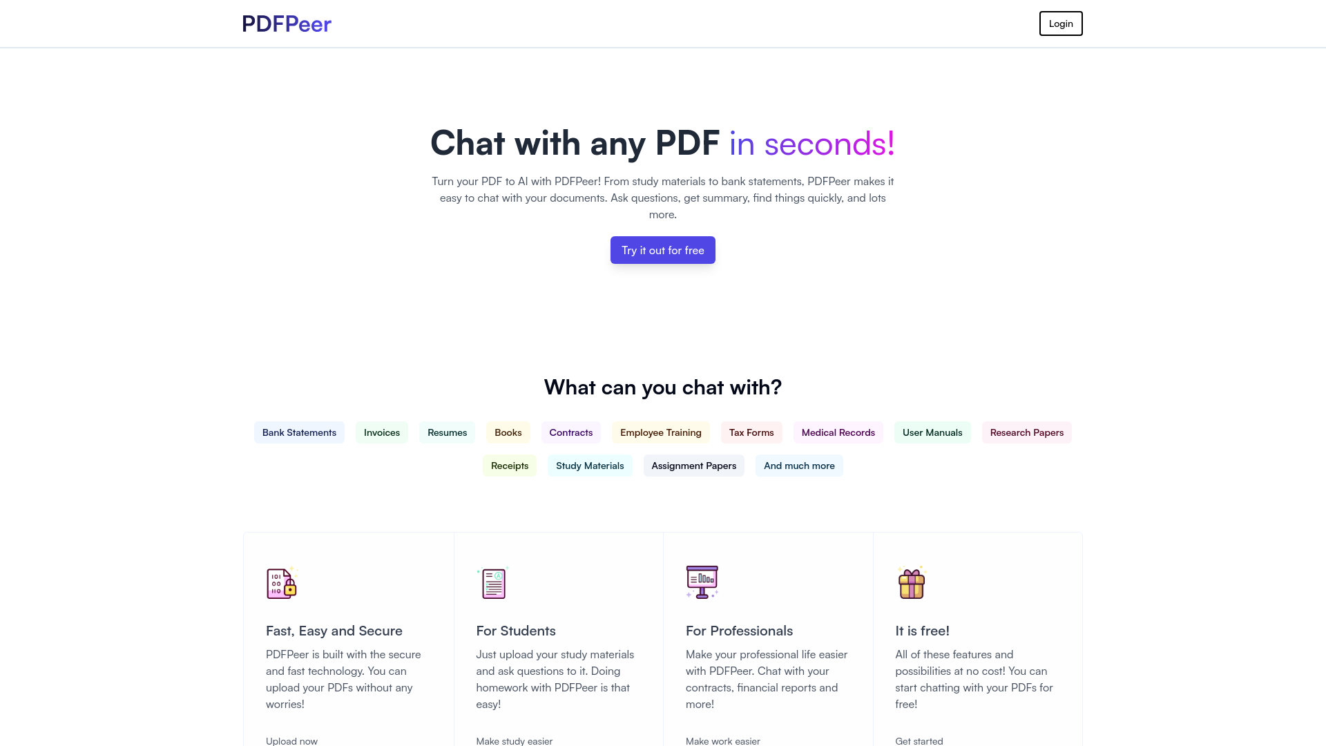 AI tool enabling interactive conversations with PDF documents.