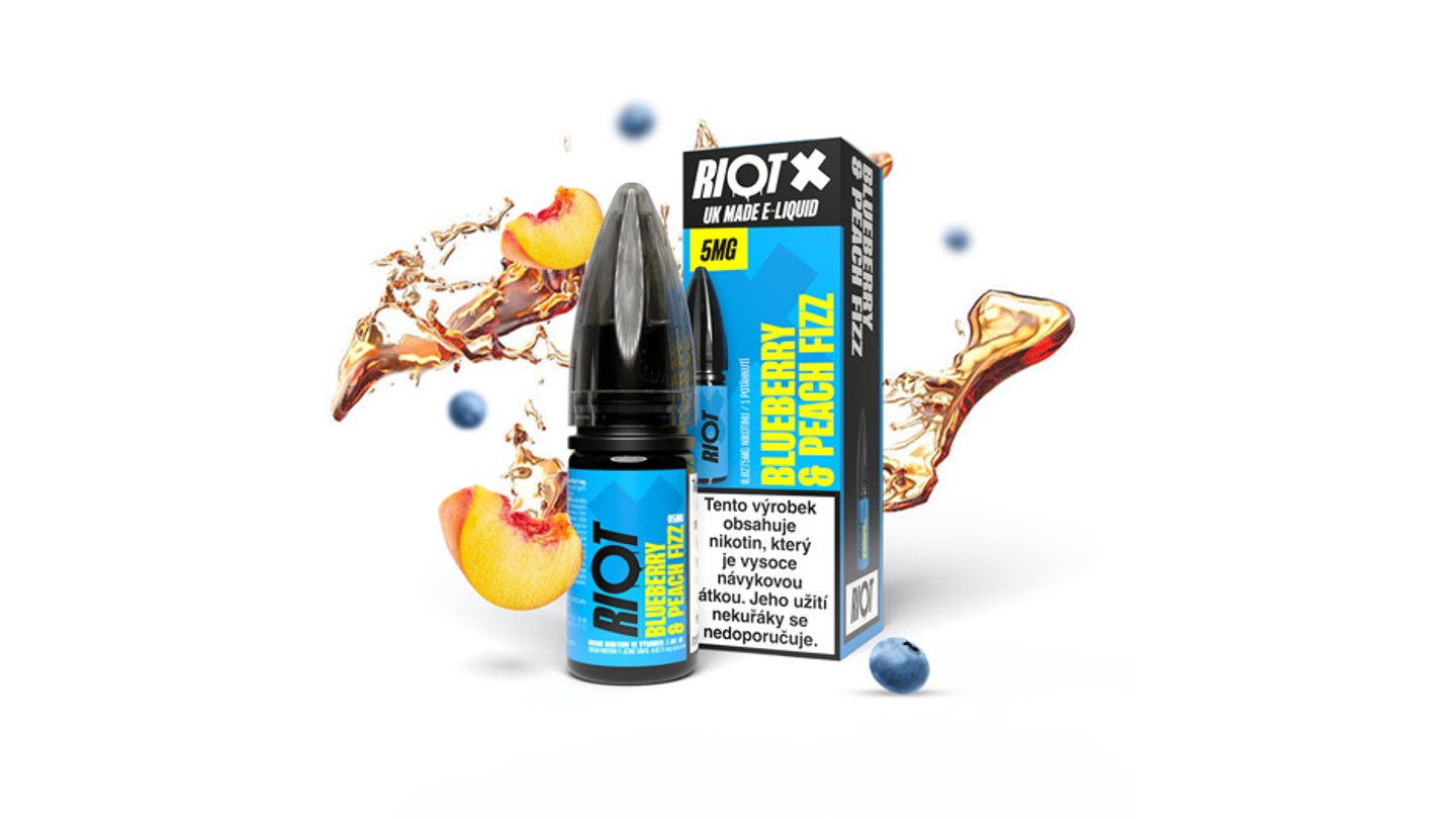 RIOT X Salt Borůvka a broskvová limonáda 10ml 5mg