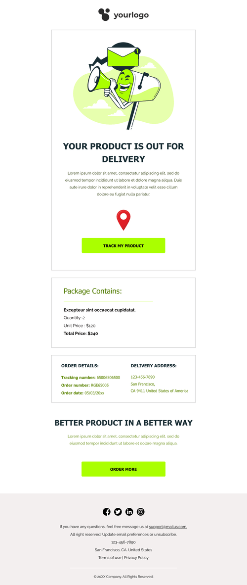 Product Delivery Notification Email Email Template