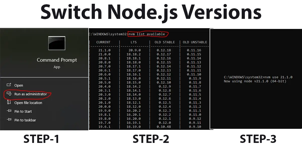 how to switch node version