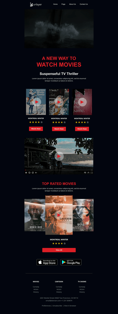 Movie Streaming Email Template
