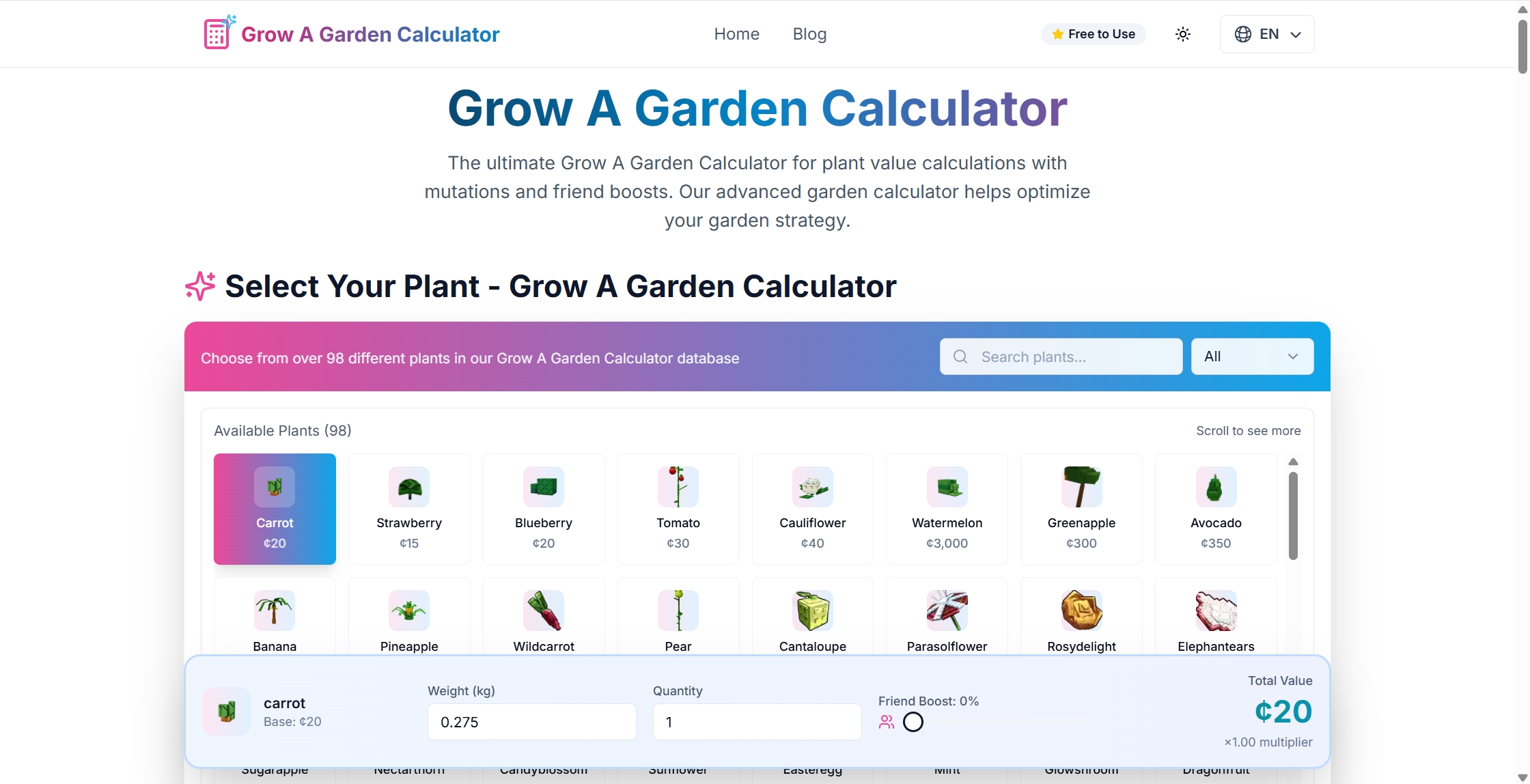 Grow A Garden Calculator