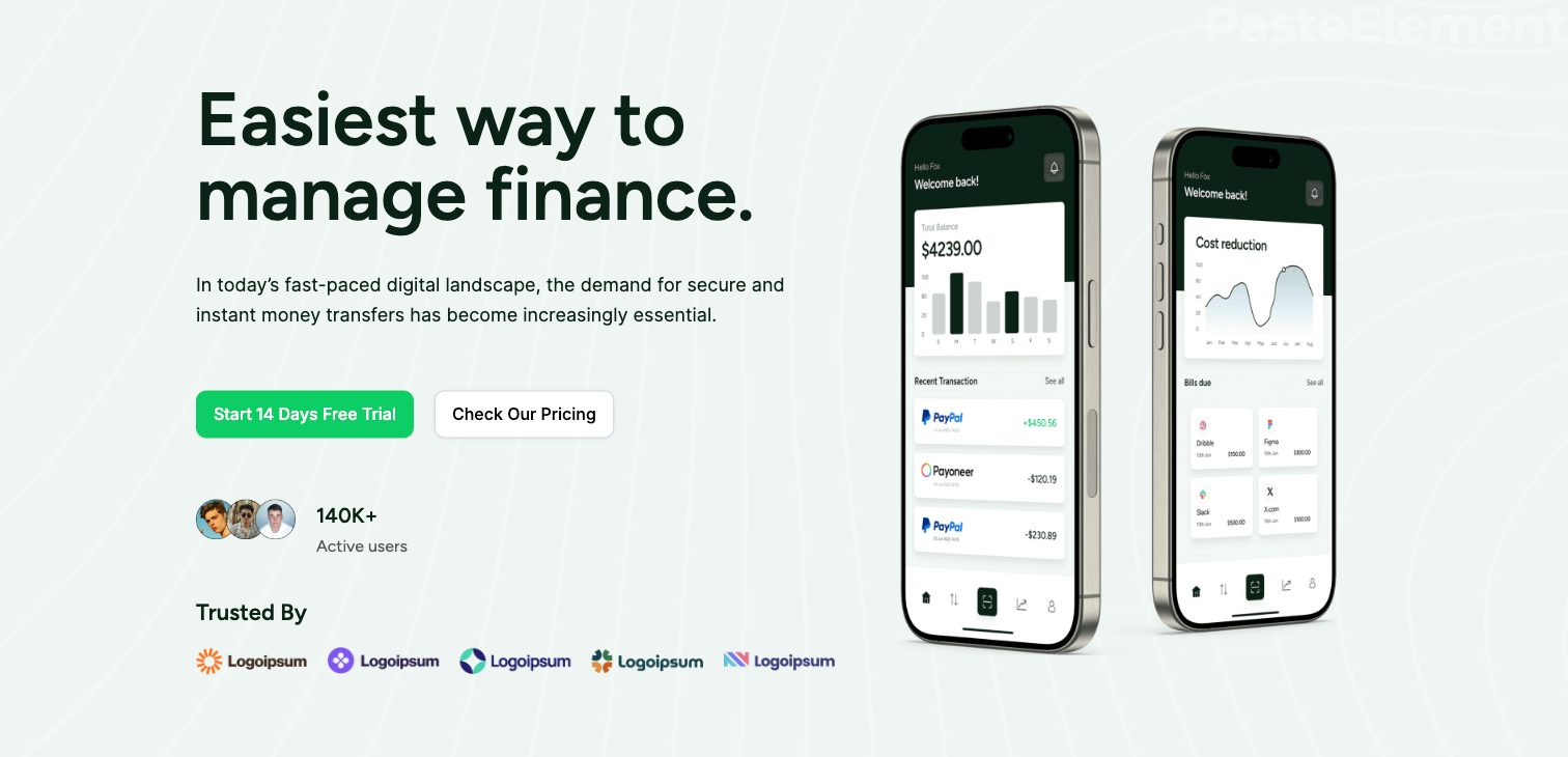 Modern Hero Section with Text and Image