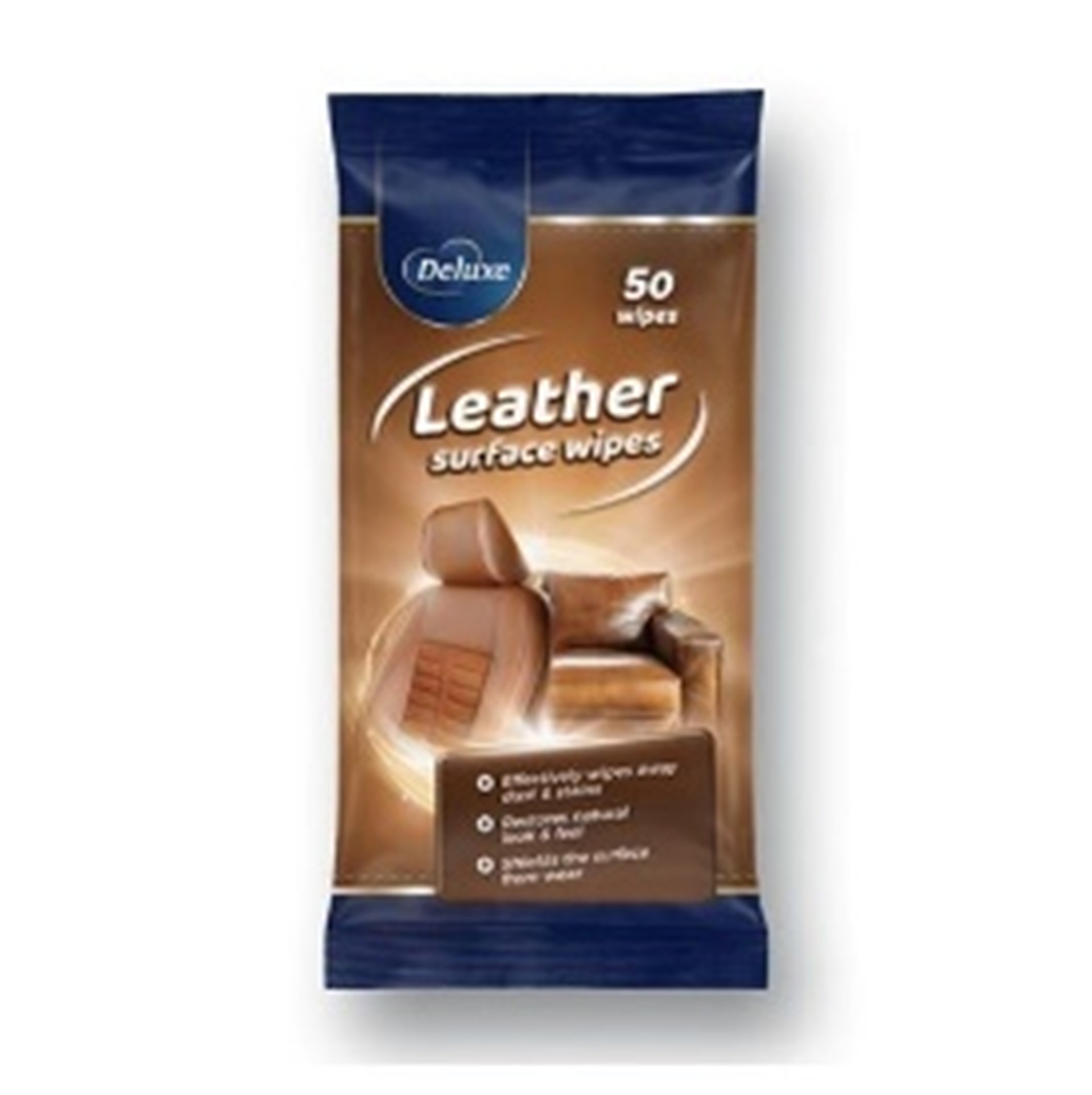 Вологі серветки для шкіряних поверхонь Deluxe Leather 50шт (Німеччина)
