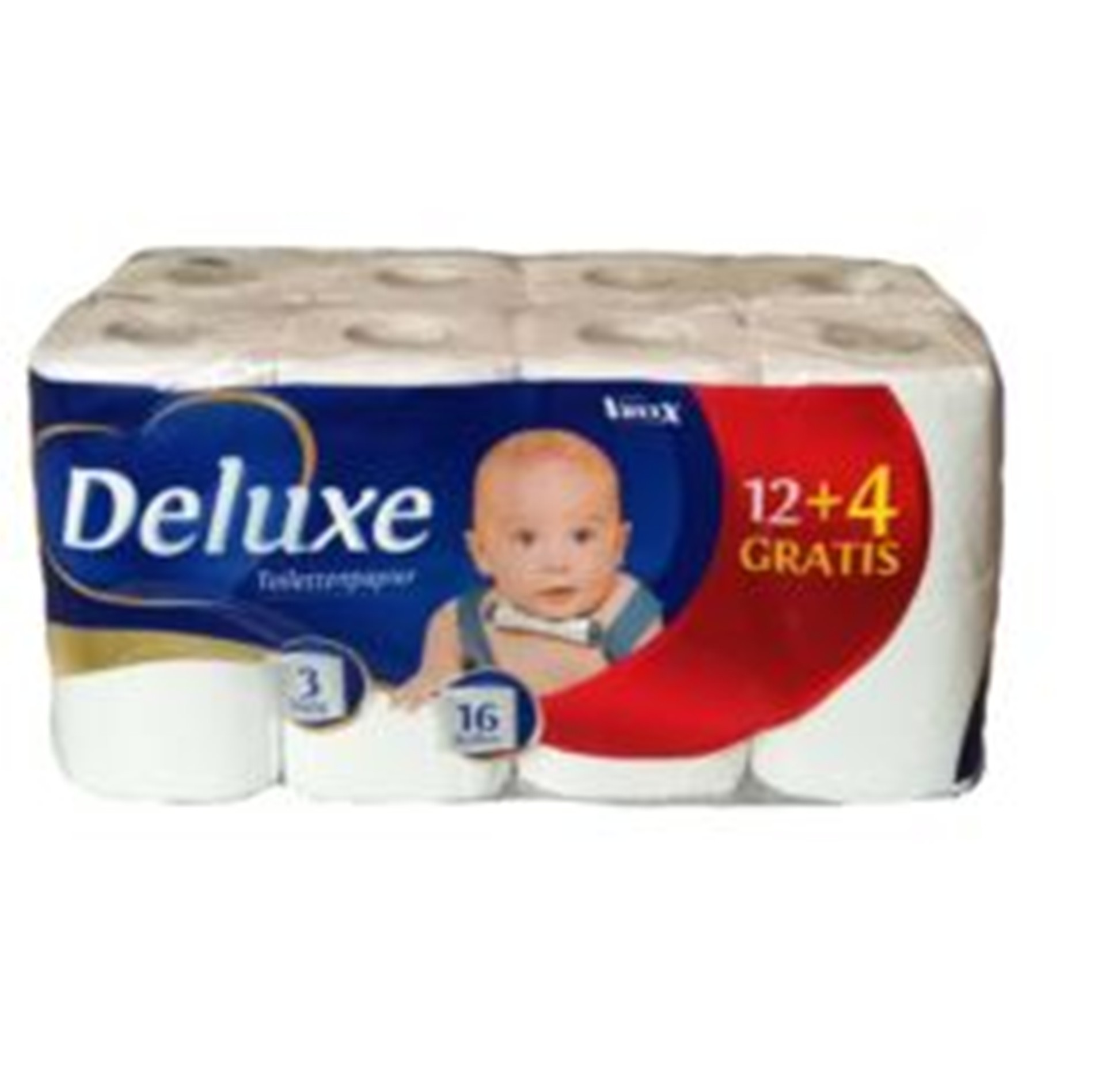 Папір туалетний Deluxe 16 рулонів 3 шари (Німеччина)