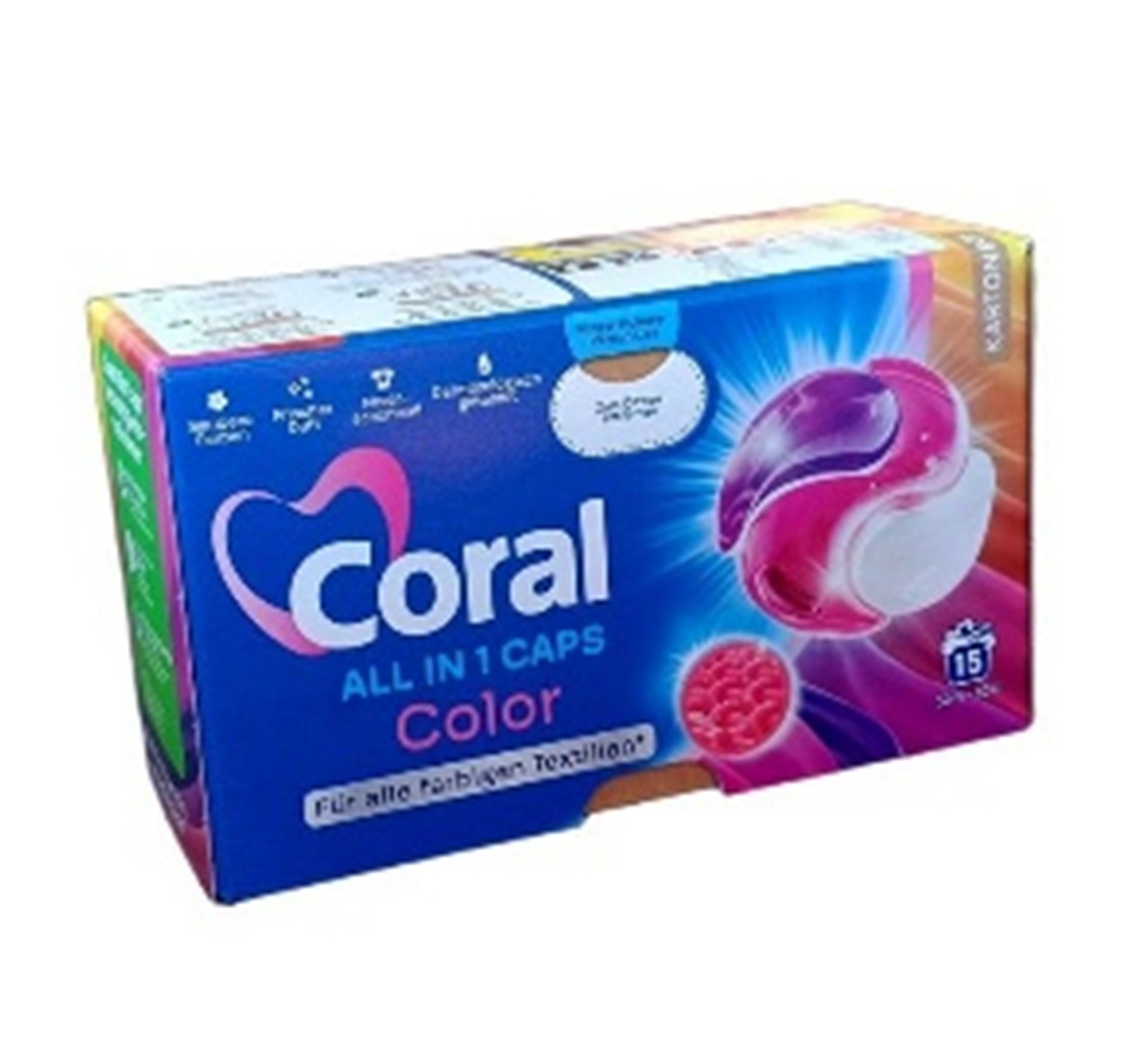 Капсули для прання Coral 3в1 Color 15шт (Німеччина)