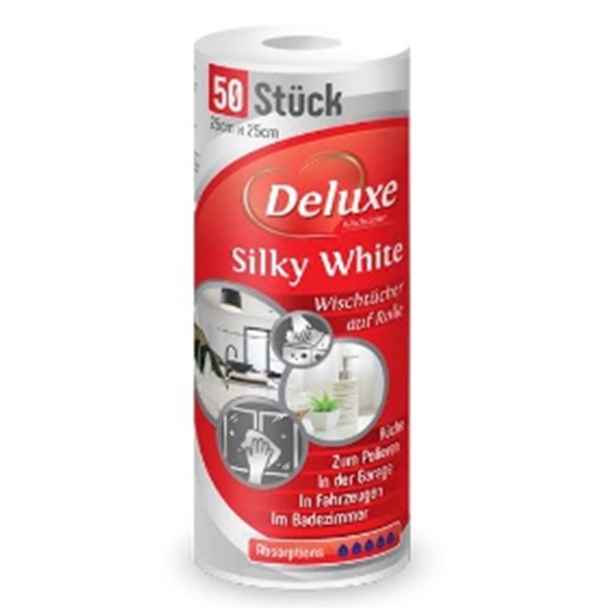 Універсальні багаторазові серветки в рулоні Deluxe Silky White 50шт (Німеччина)