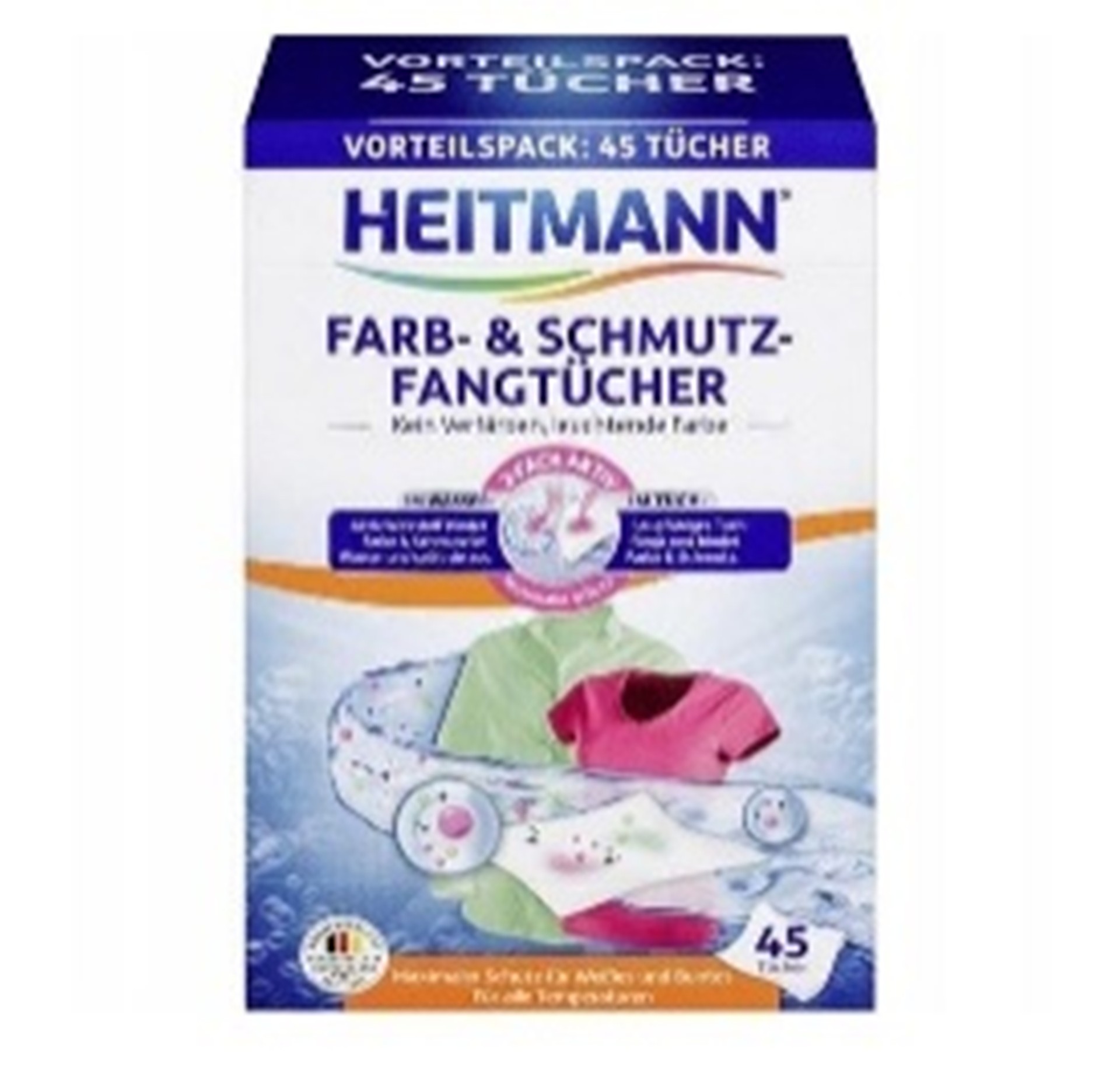 Серветки-пастки для поглинання кольору Heitmann 45шт (Німеччина)