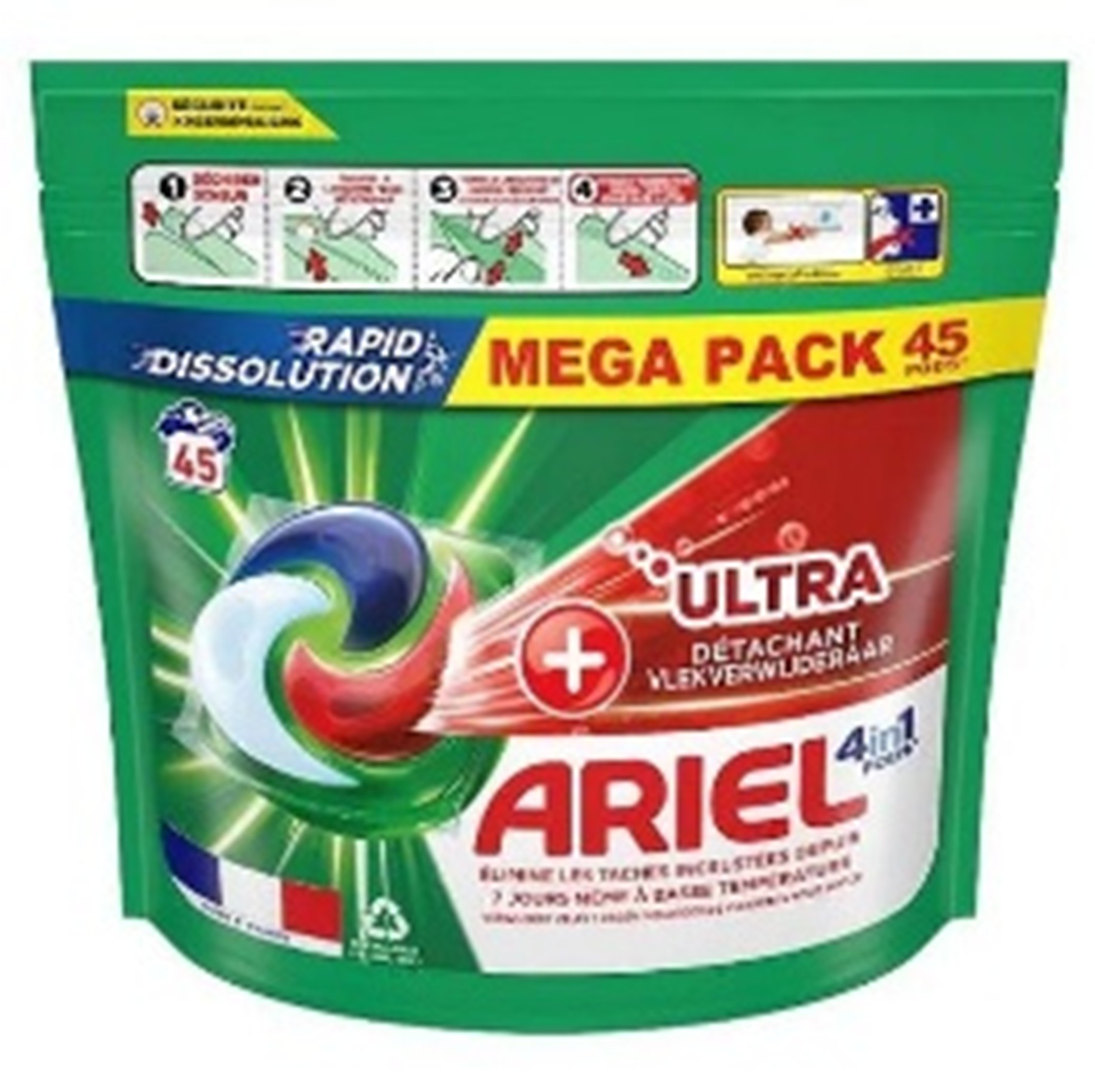 Капсули для прання Ariel 4в1 Ultra 45шт (Німеччина/Франція)