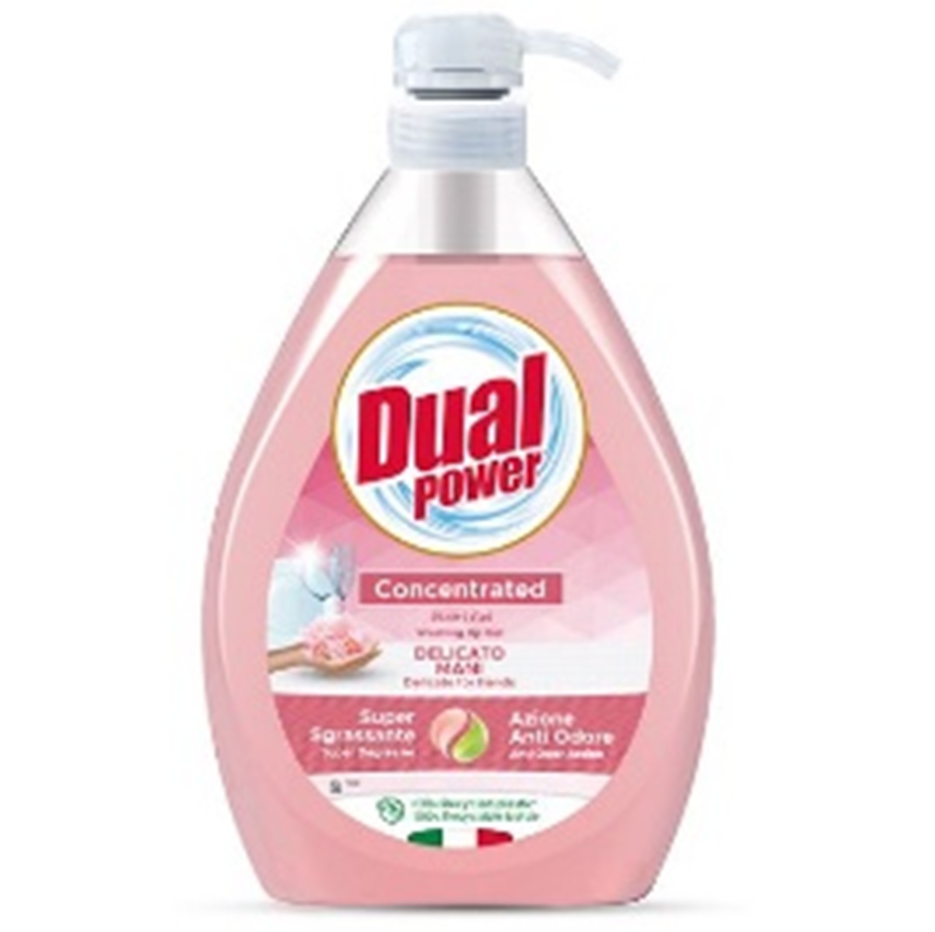Засіб для миття посуду з дозатором Dual Power Delicato 1л (Італія)