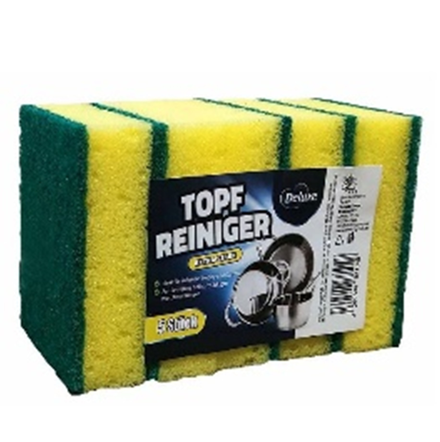 Губки для миття посуду жовті Deluxe Topfreiniger 5шт (Німеччина)