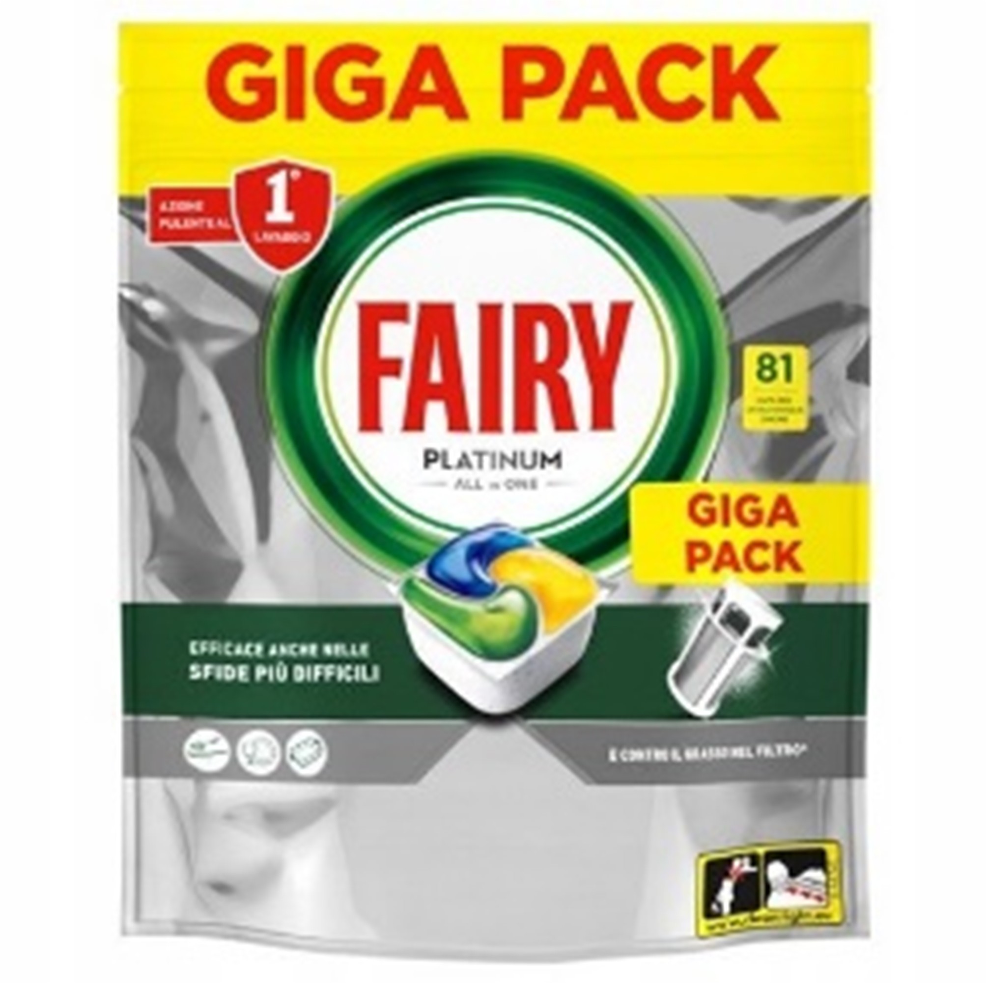 Капсули для посудомийної машини Fairy Platinum Lemon 81шт (Італія)