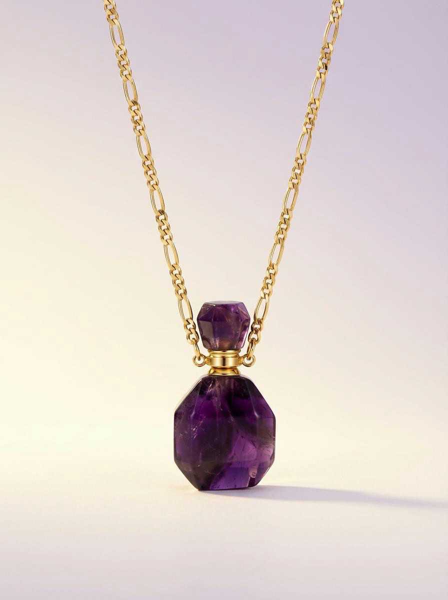 Amethyst Perfume Bottle Necklace - Premium product from Ornamental Things collection