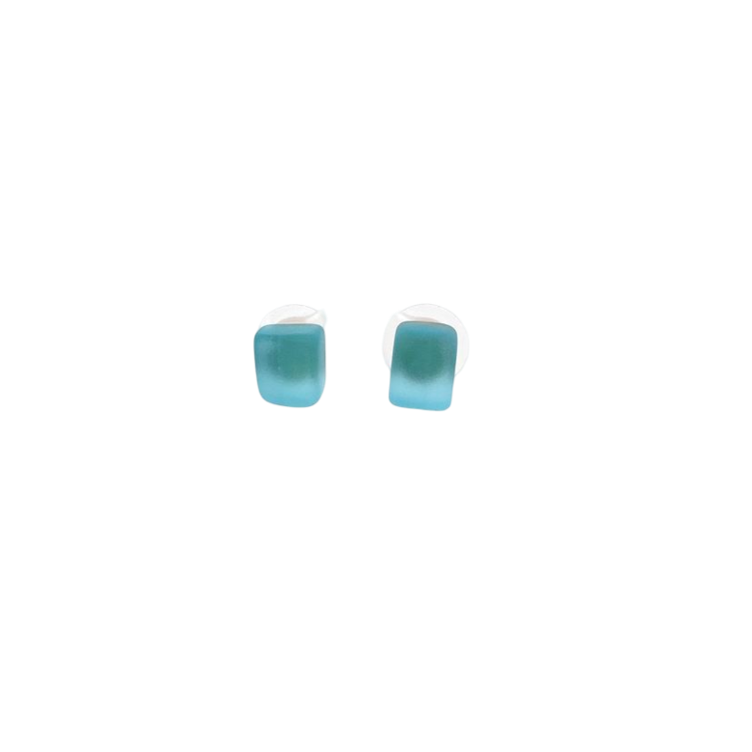 Cube Stud Earrings-Gold - Premium product from Smart Glass Recycled Jewelry collection