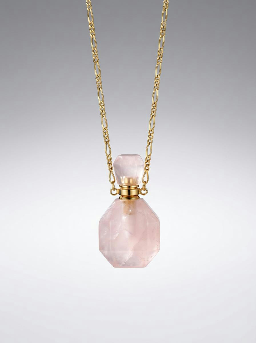 Rose Quartz Perfume Bottle Necklace - Premium product from Ornamental Things collection