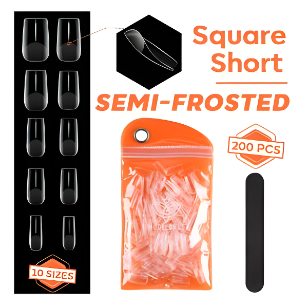 200 pcs Semi-Frosted Short Square Full Cover Nail Tips - Premium product from Modelones collection