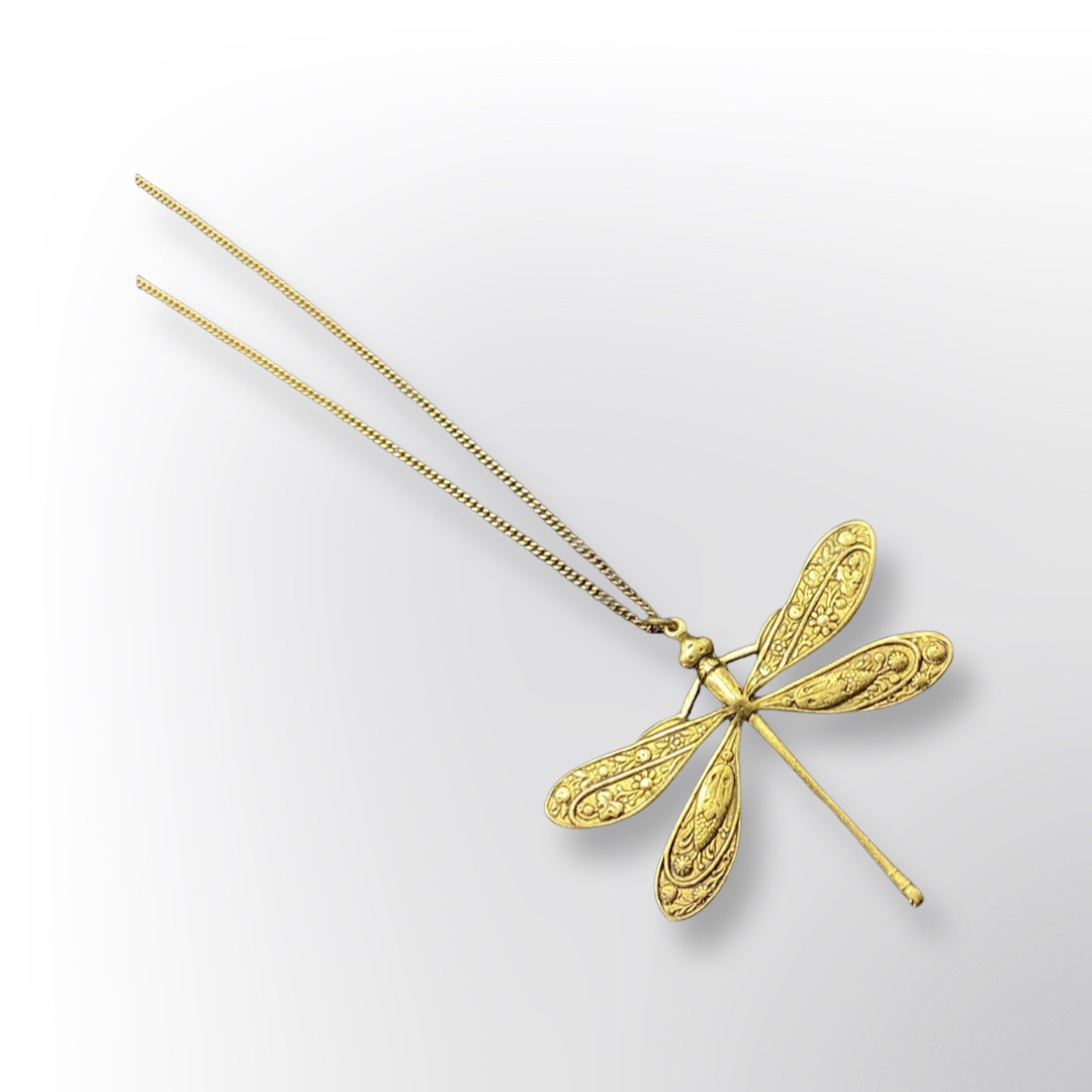 Golden Dragonfly Necklace - Premium product from Ornamental Things collection