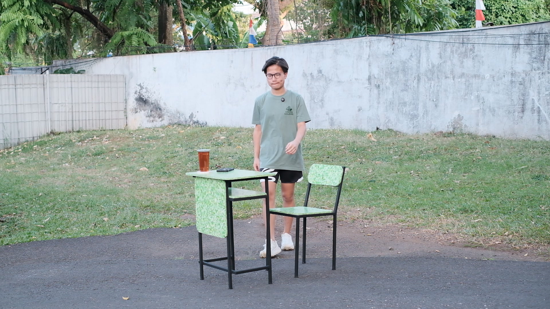 Recycled-plastic desk