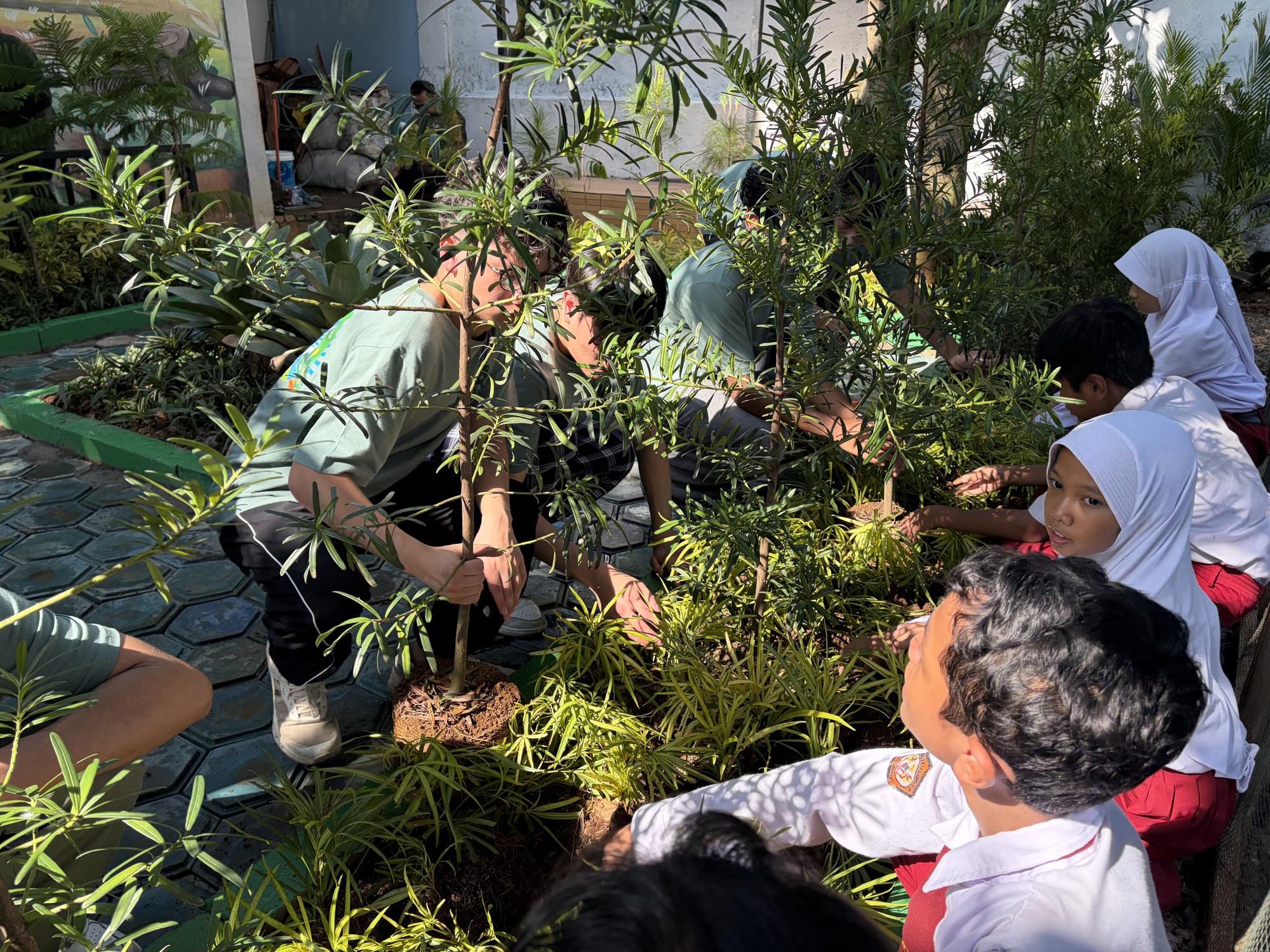 Tree planting with students