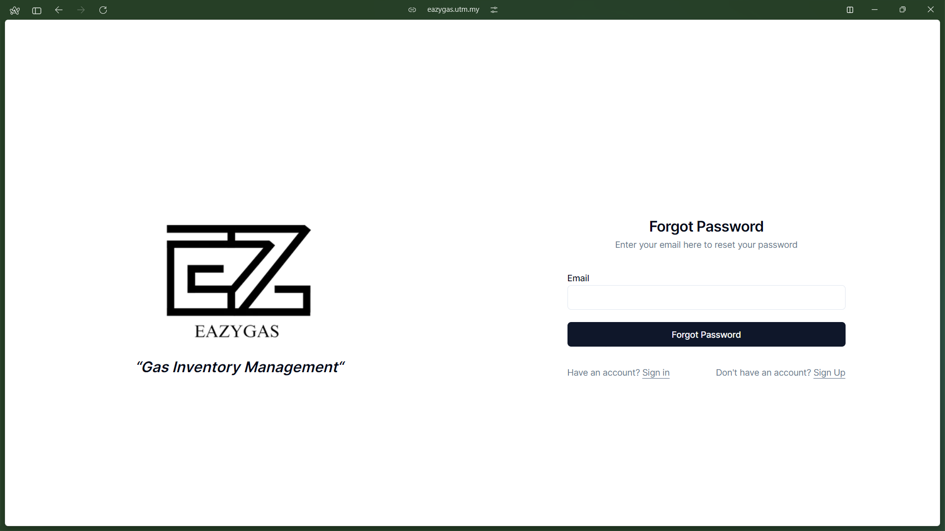 Forgot password page