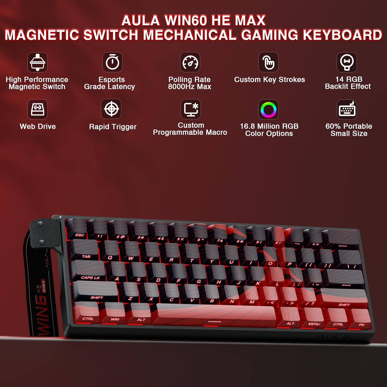 AULA WIN60 HE MAX Series Black & Red thumbnail 2