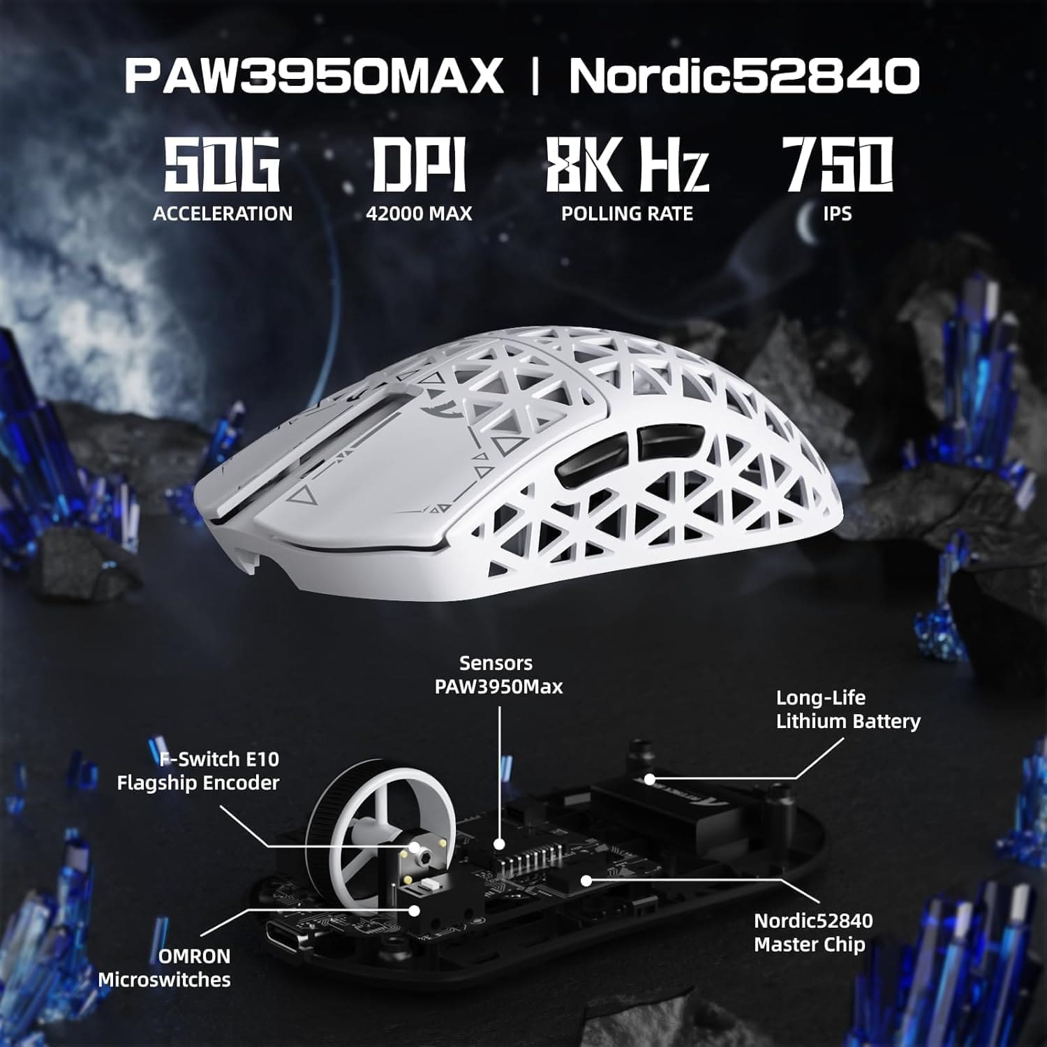 Attack Shark R5 Ultra Wireless PAW3950MAX White thumbnail 4