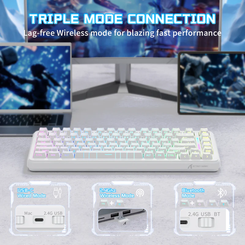 ATTACK SHARK X82PRO HE White Contours Wireless thumbnail 4