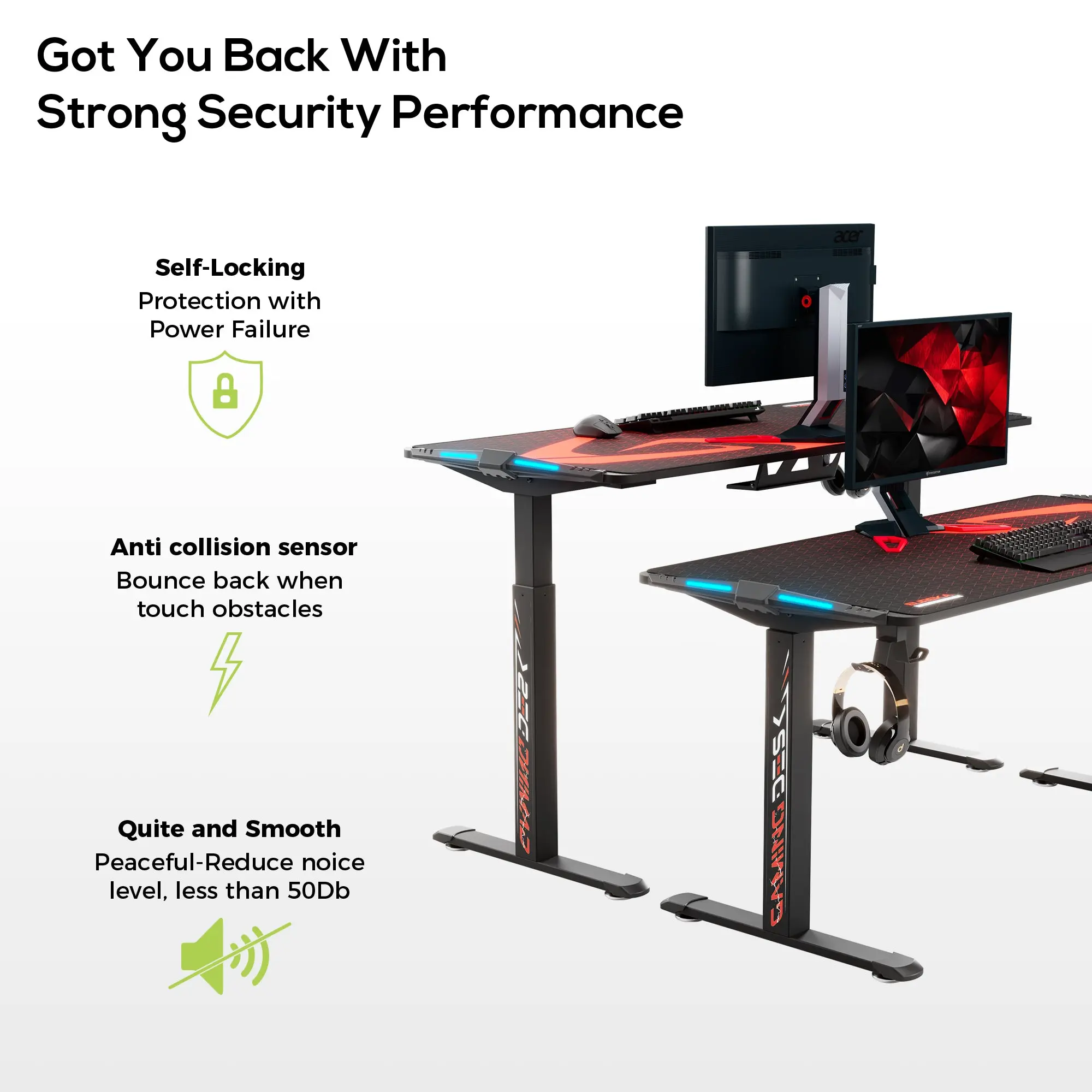Eureka Ergonomic EGD-62 RGB Electric Standing Gaming Desk thumbnail 4