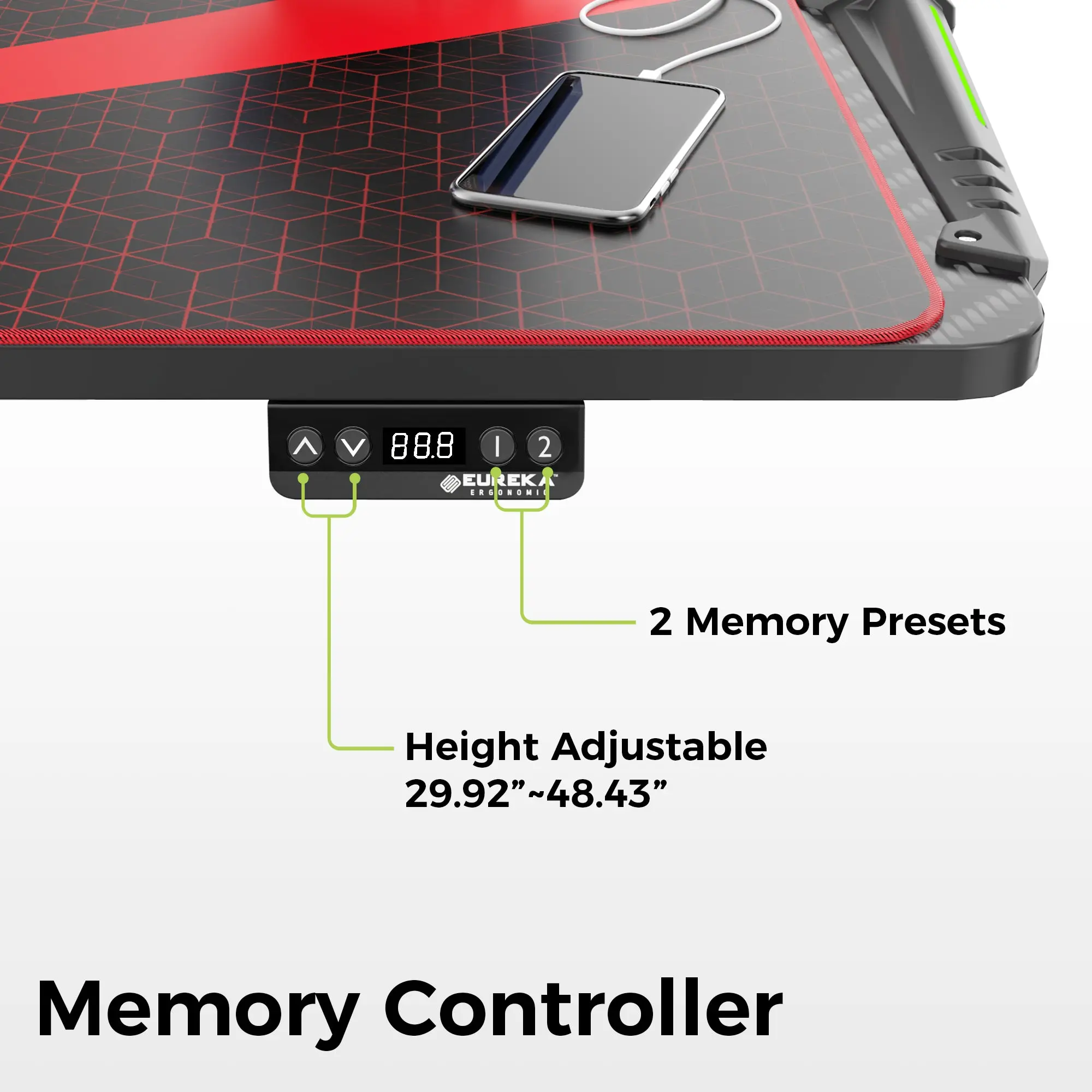 Eureka Ergonomic EGD-62 RGB Electric Standing Gaming Desk thumbnail 3
