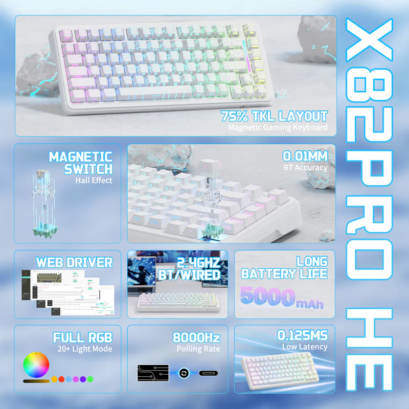 ATTACK SHARK X82PRO HE White Contours Wireless thumbnail 2