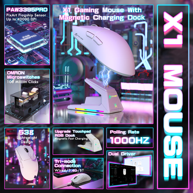 ATTACK SHARK X1 Tri-Mode White thumbnail 2